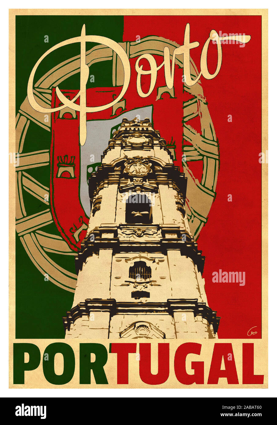 Vintage 1900 PORTO PORTUGAL EUROPE Travel Publicité Poster Banque D'Images