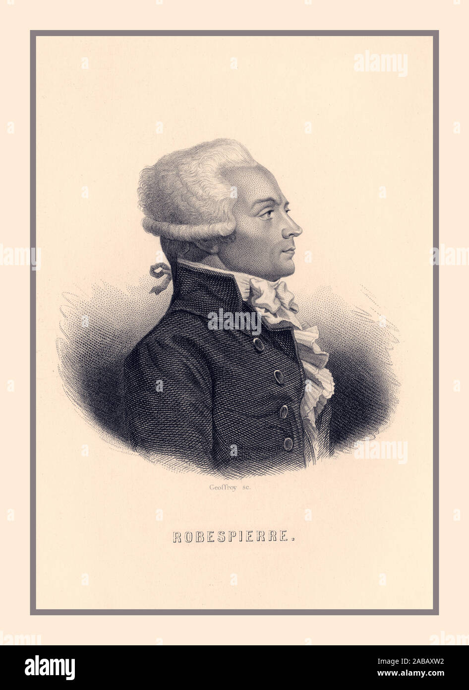 Maximilien François Marie Isidore de Robespierre 1700 (1758-1794), homme politique pendant la Révolution française. Gravure Portrait par Geoffroy sc. Son zèle pour la réforme sociale et les attaques contre les excès des extrémistes lui fit ennemis sur les côtés droit et gauche. En 1794, il fut renversé et exécuté. France Banque D'Images