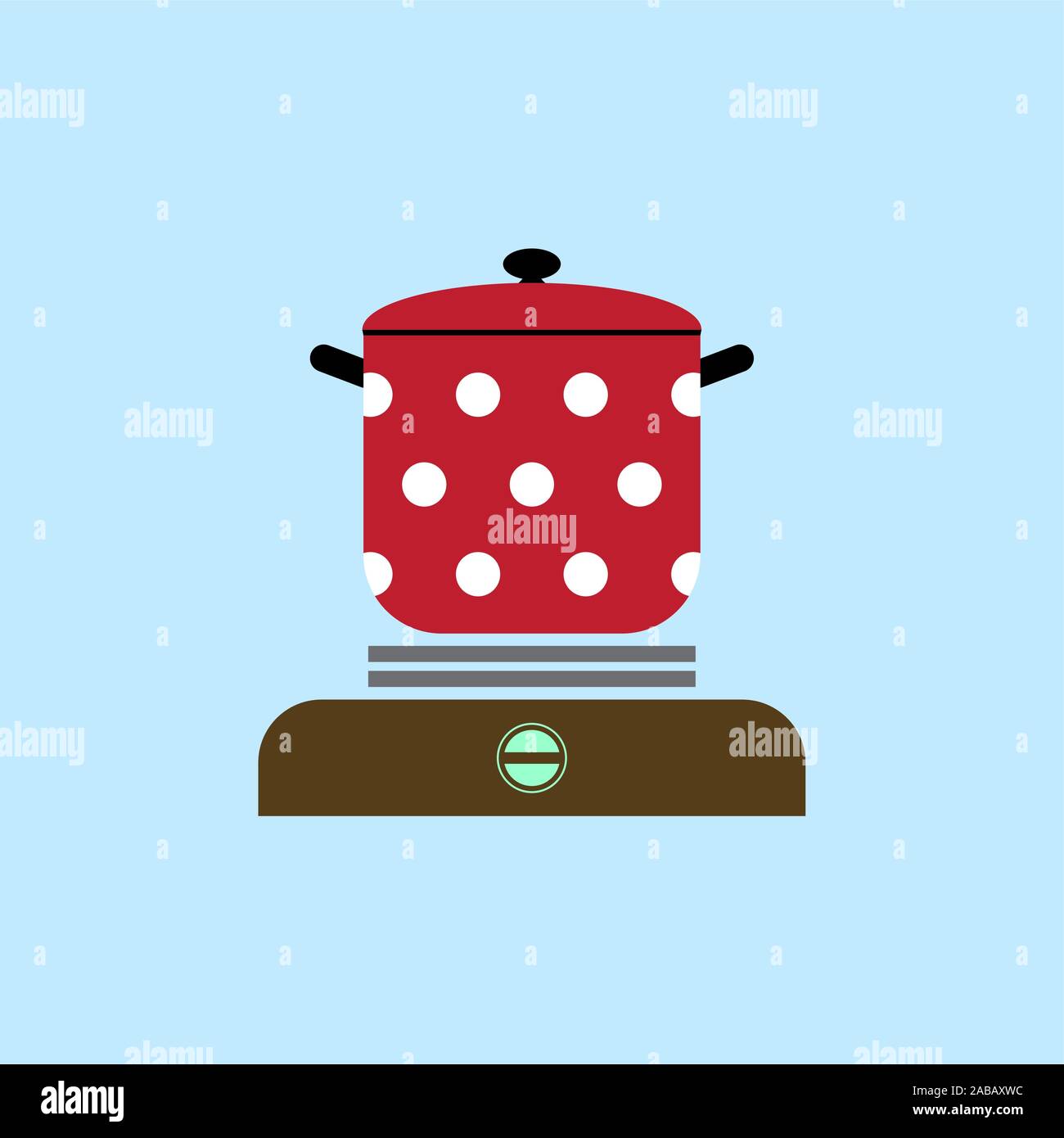 Pan rouge sur la cuisinière icon Illustration de Vecteur