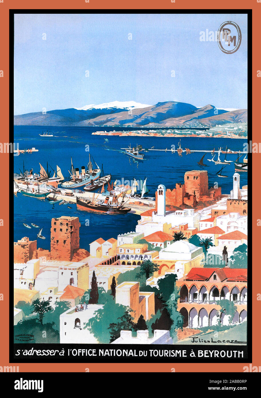 BEYROUTH Vintage des années 1930 PLM Travel Poster Beyrouth 'BEYROUTH' Publicité pour Tourisme syrien et Tourisme en Syrie Banque D'Images