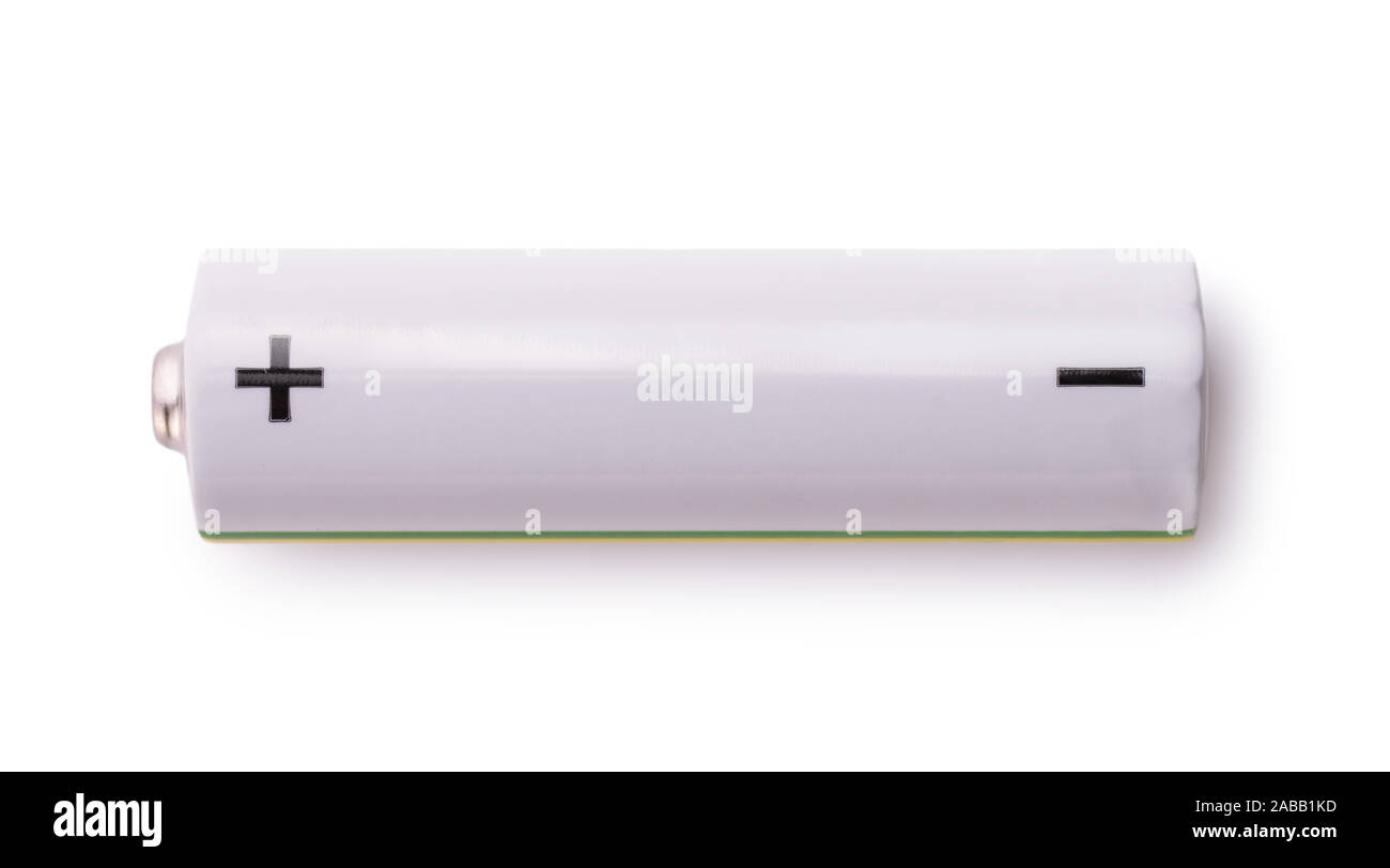 Vue latérale de la batterie rechargeable blanc isolated on white Banque D'Images