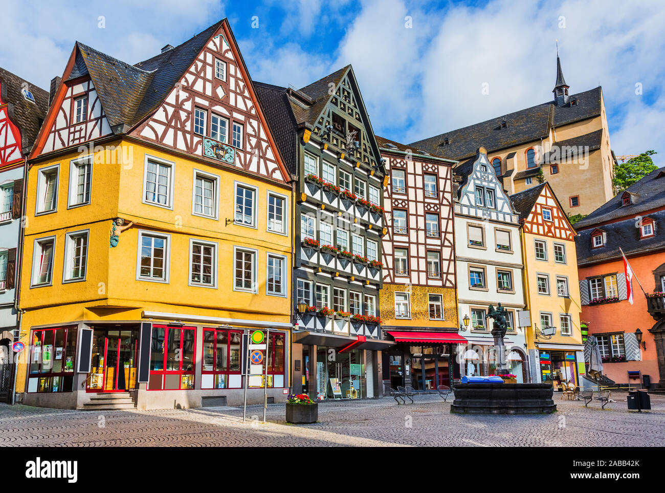 Cochem, Allemagne. La place principale de la vieille ville. Banque D'Images