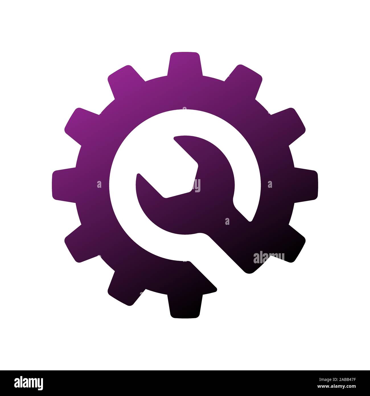 Logo et modèle, mise en page pour auto, voiture, service de réparation. La roue dentée de la clé dynamométrique et signe, télévision style. Vector illustration. EPS 10 Illustration de Vecteur