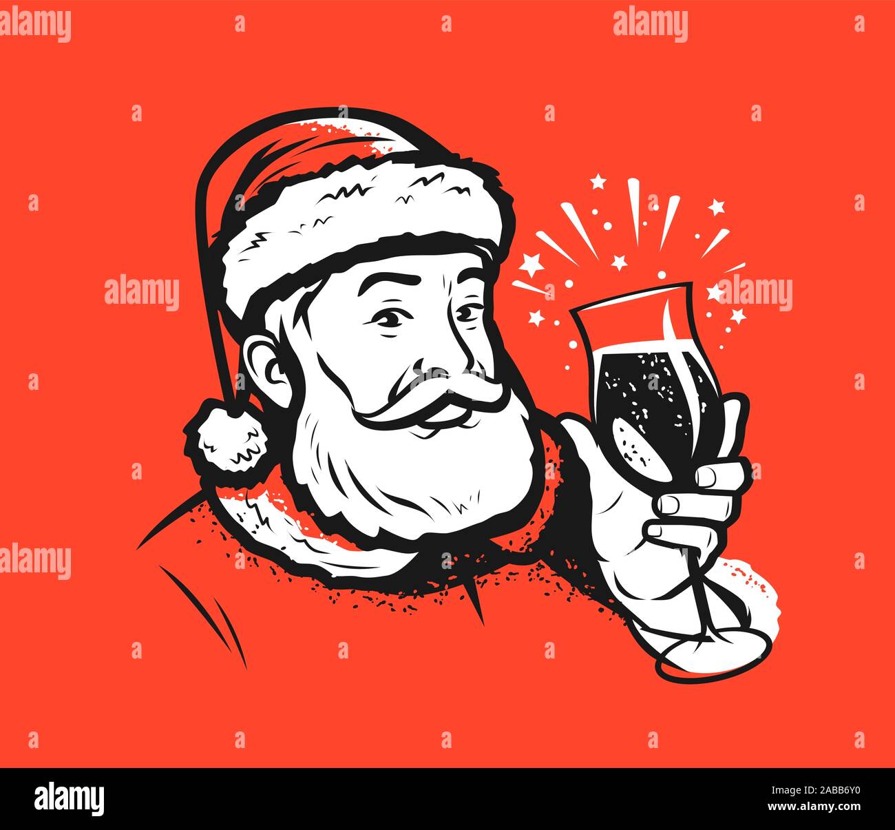 Le Père Noël avec un verre. Illustration vectorielle de Noël ou du nouvel an Illustration de Vecteur