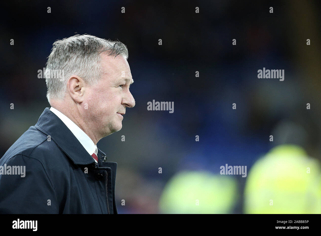 Cardiff, Royaume-Uni. 26 Nov, 2019. Michael O'Neill manager de Stoke City pendant le match de championnat EFL Sky Bet entre Cardiff City et Stoke City au Cardiff City Stadium, Cardiff, Pays de Galles. Photo par Dave Peters. Usage éditorial uniquement, licence requise pour un usage commercial. Aucune utilisation de pari, de jeux ou d'un seul club/ligue/dvd publications. Credit : UK Sports Photos Ltd/Alamy Live News Banque D'Images