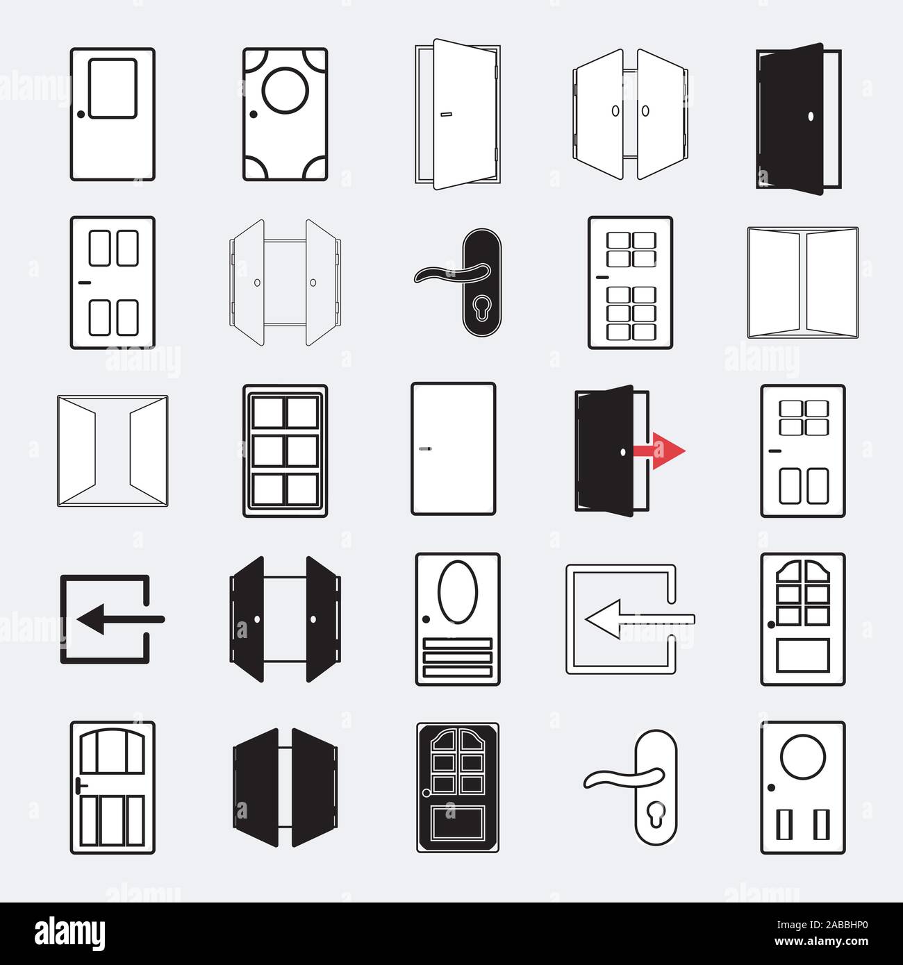 Contours portes icône sur fond blanc Illustration de Vecteur