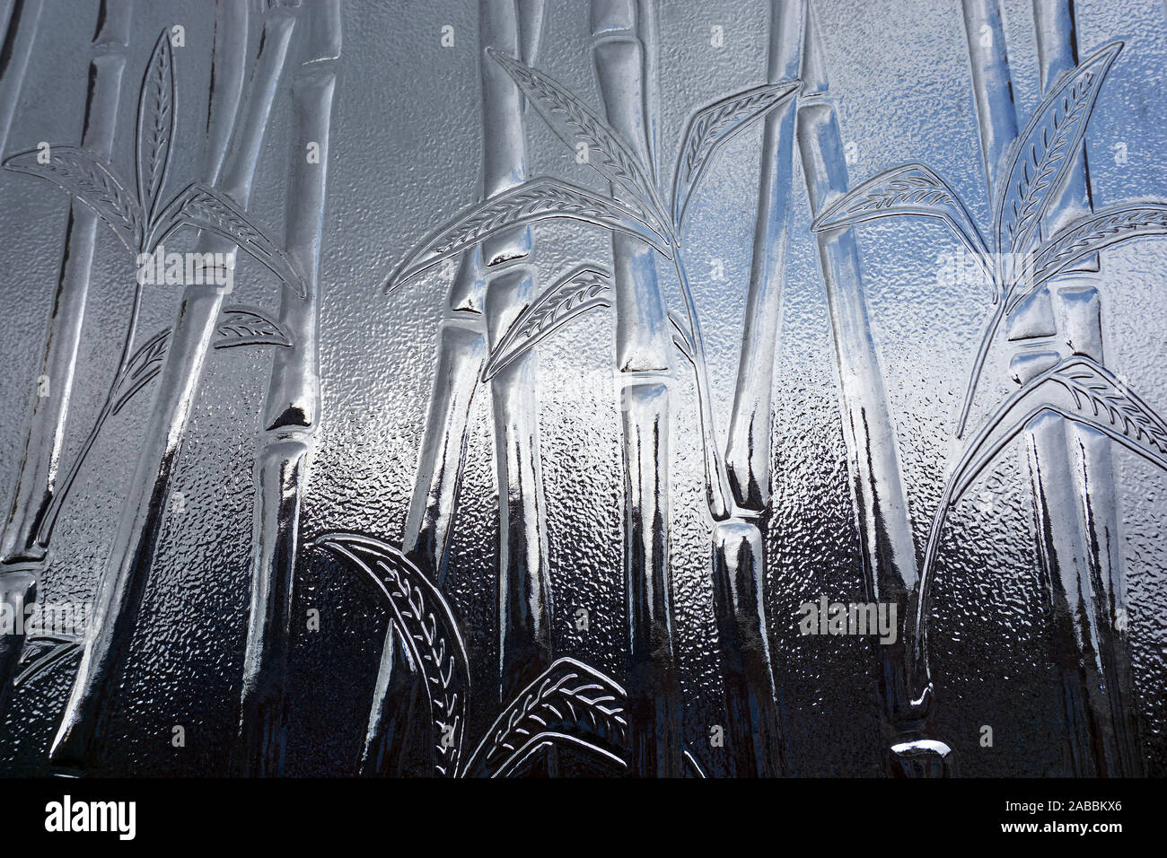 Fond de verre transparent avec motif floral plante bambou Banque D'Images