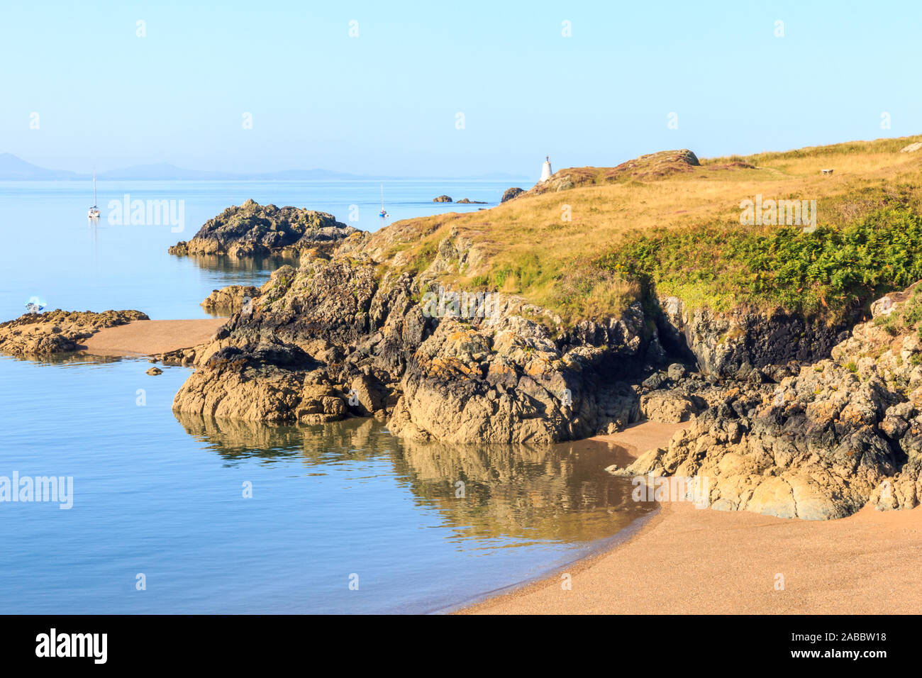 Vue panoramique sur l'île Llanddwyn à Anglesey, au Pays de Galles Banque D'Images