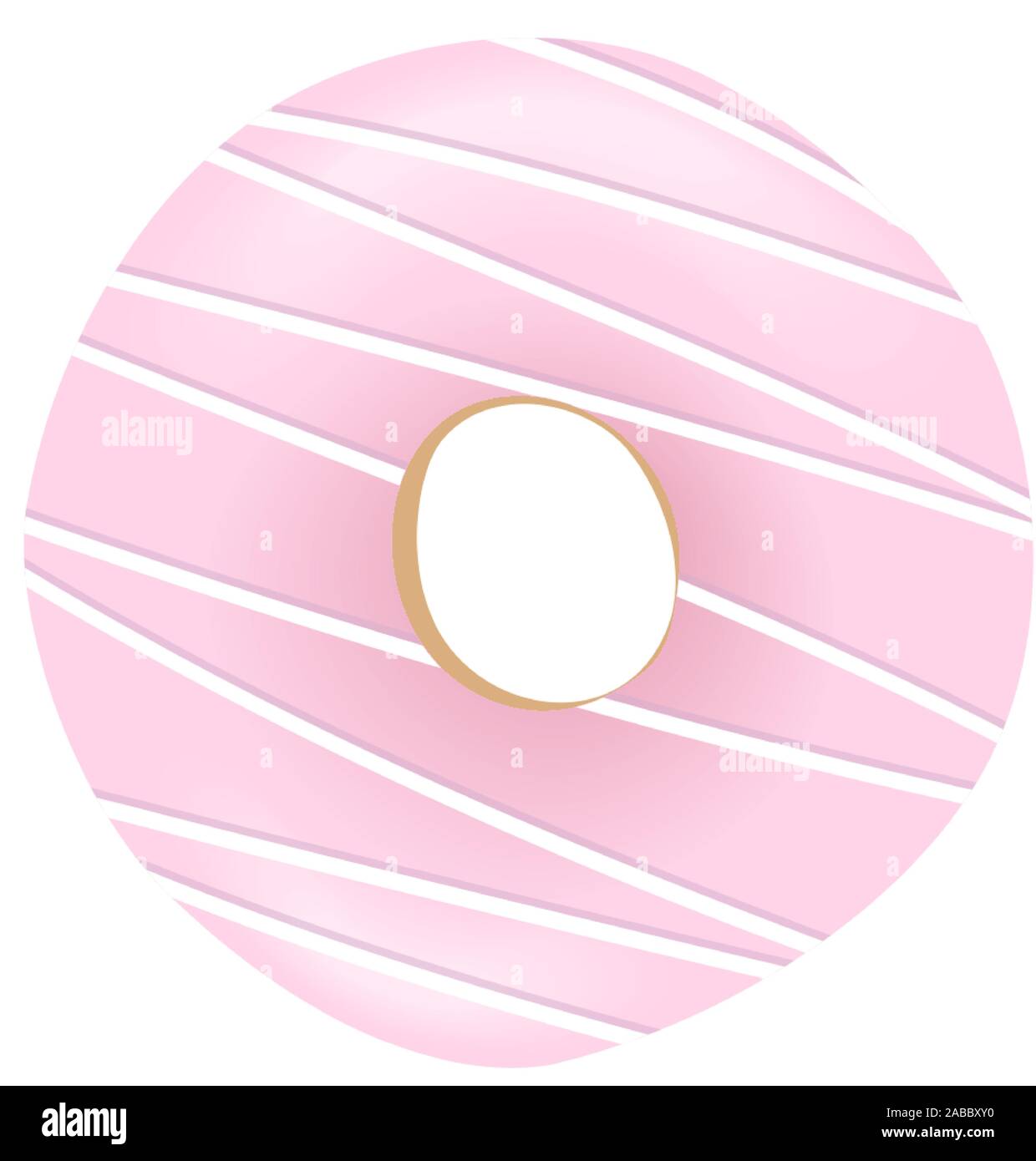 Sweet donut rose à rayures avec dégivrage et saupoudre isolé sur fond blanc. Vector illustration Illustration de Vecteur