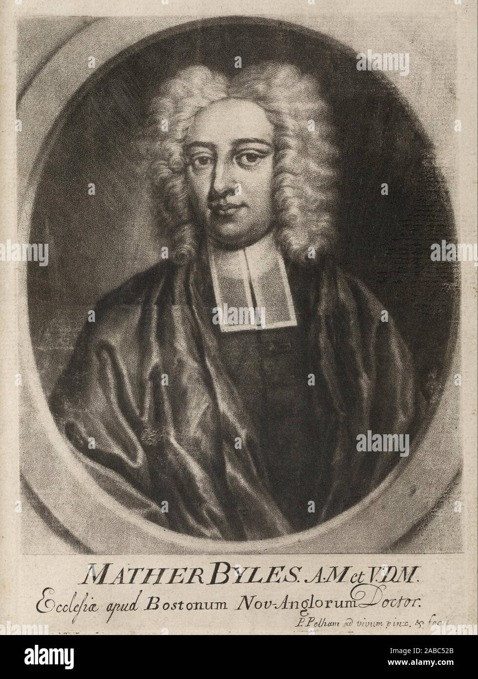 Mather Byles, un prêtre américain actif dans l'Amérique du Nord britannique - Peter Pelham Banque D'Images