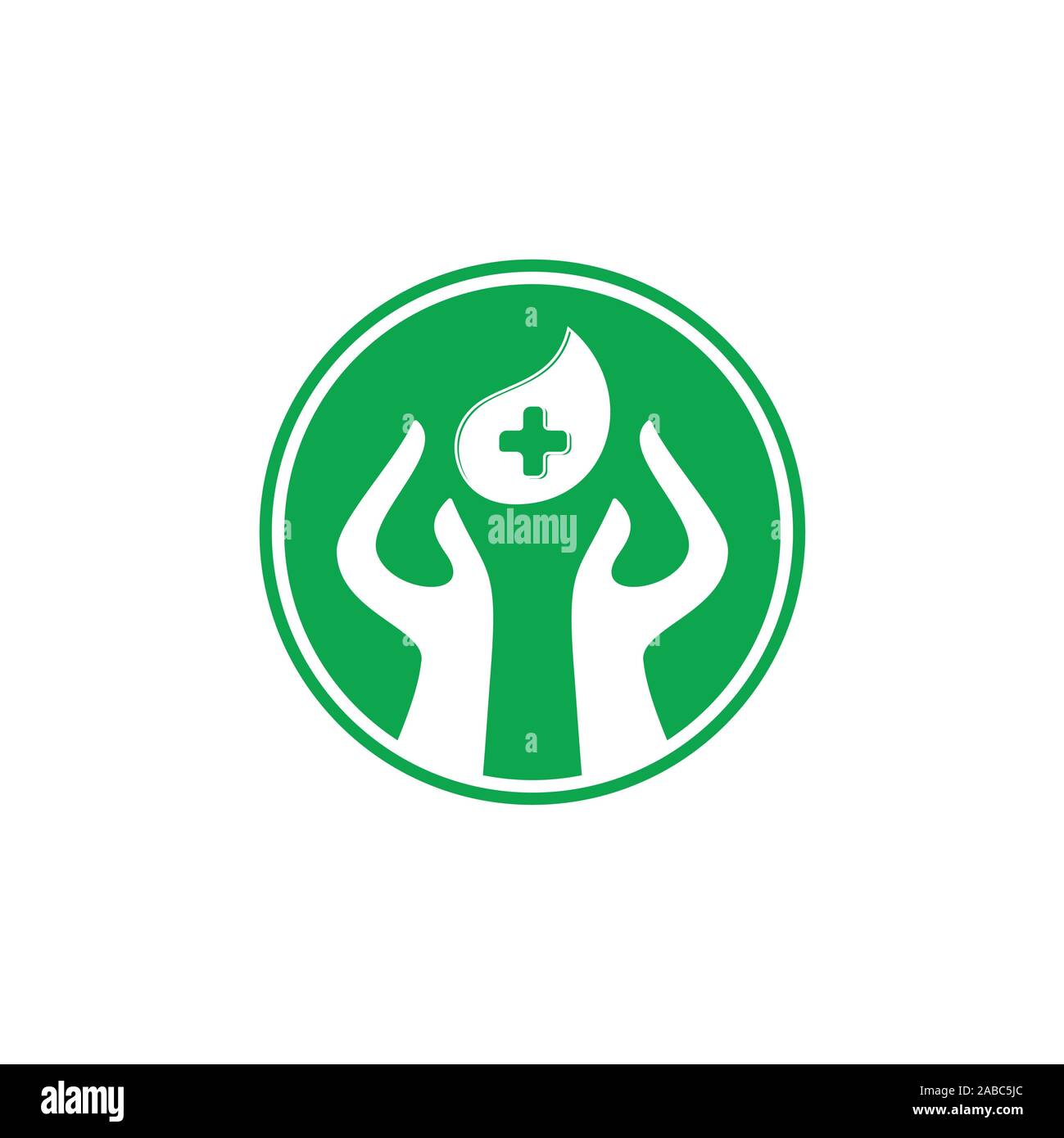 Vert plus de soins médicaux logo main vecteur Illustration de Vecteur