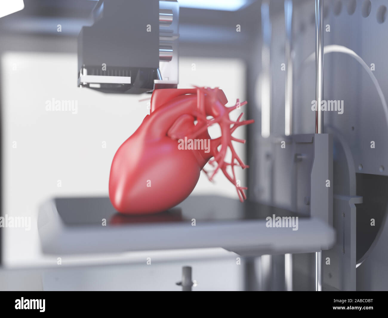 Médicalement en rendu 3d illustration d'un précis de l'imprimante 3d impression d'un coeur Banque D'Images