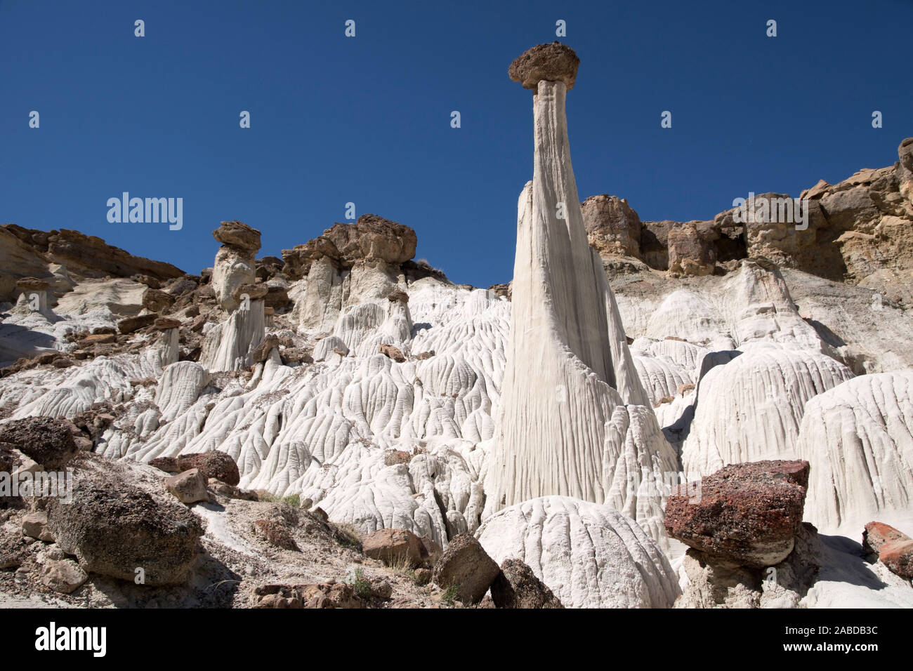 Wahweap Hoodoos (Weisse Geister) dans l'Utah, USA, ist eine Gruppe von und Spitzen balancierenden Felsen aus Sandstein weissem. Banque D'Images