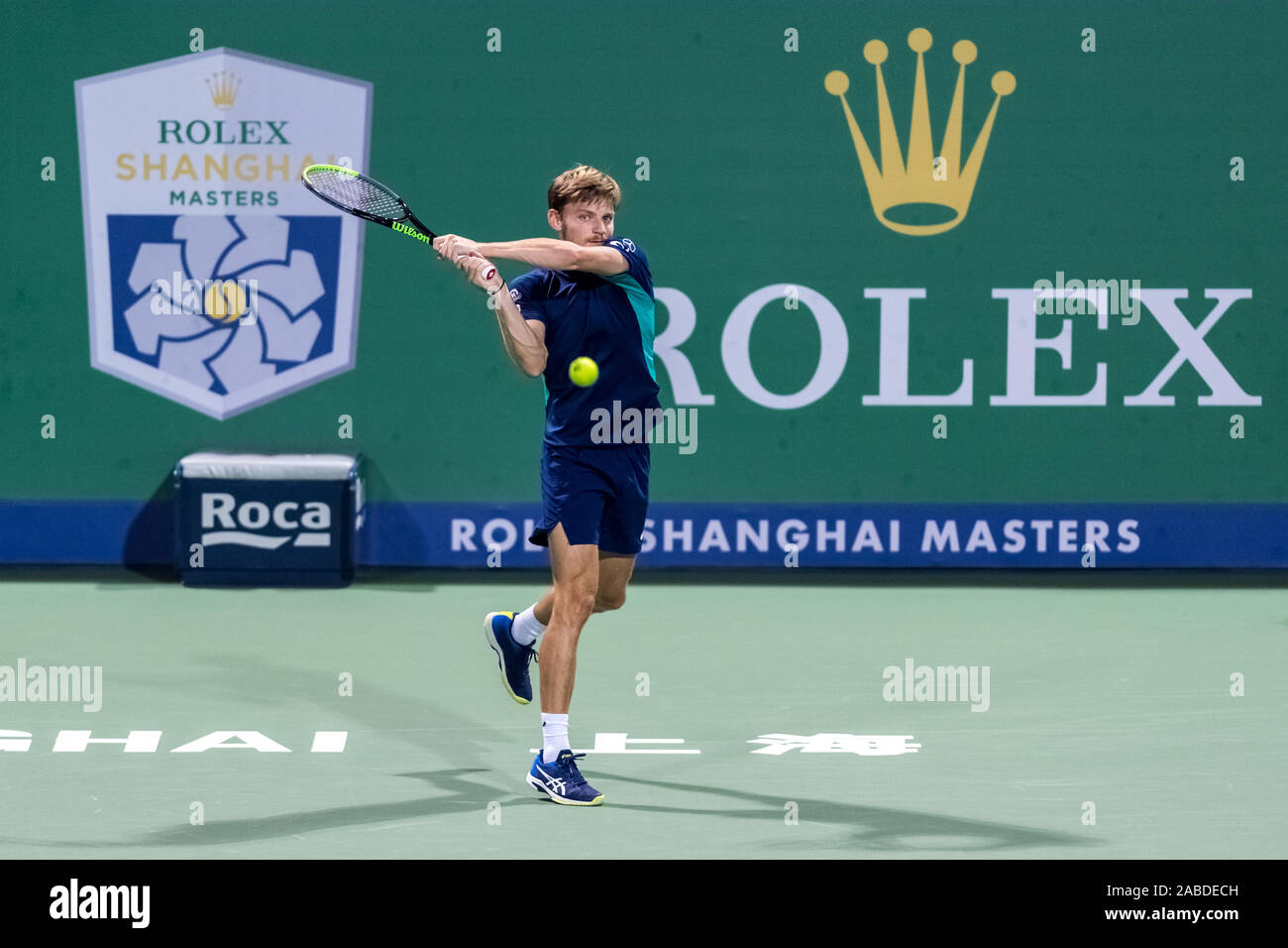 Joueur de tennis belge David Goffin en concurrence contre joueur de tennis français Richard Gasquet au premier tour de rôle 2019 Banque D'Images