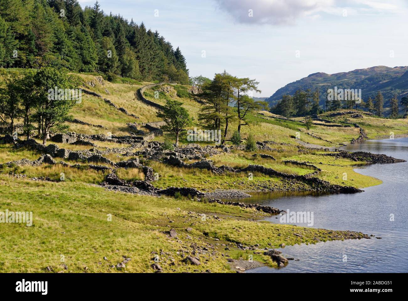 Bâtiments agricoles abandonnés, Riggindale, Haweswater, Cumbria Banque D'Images