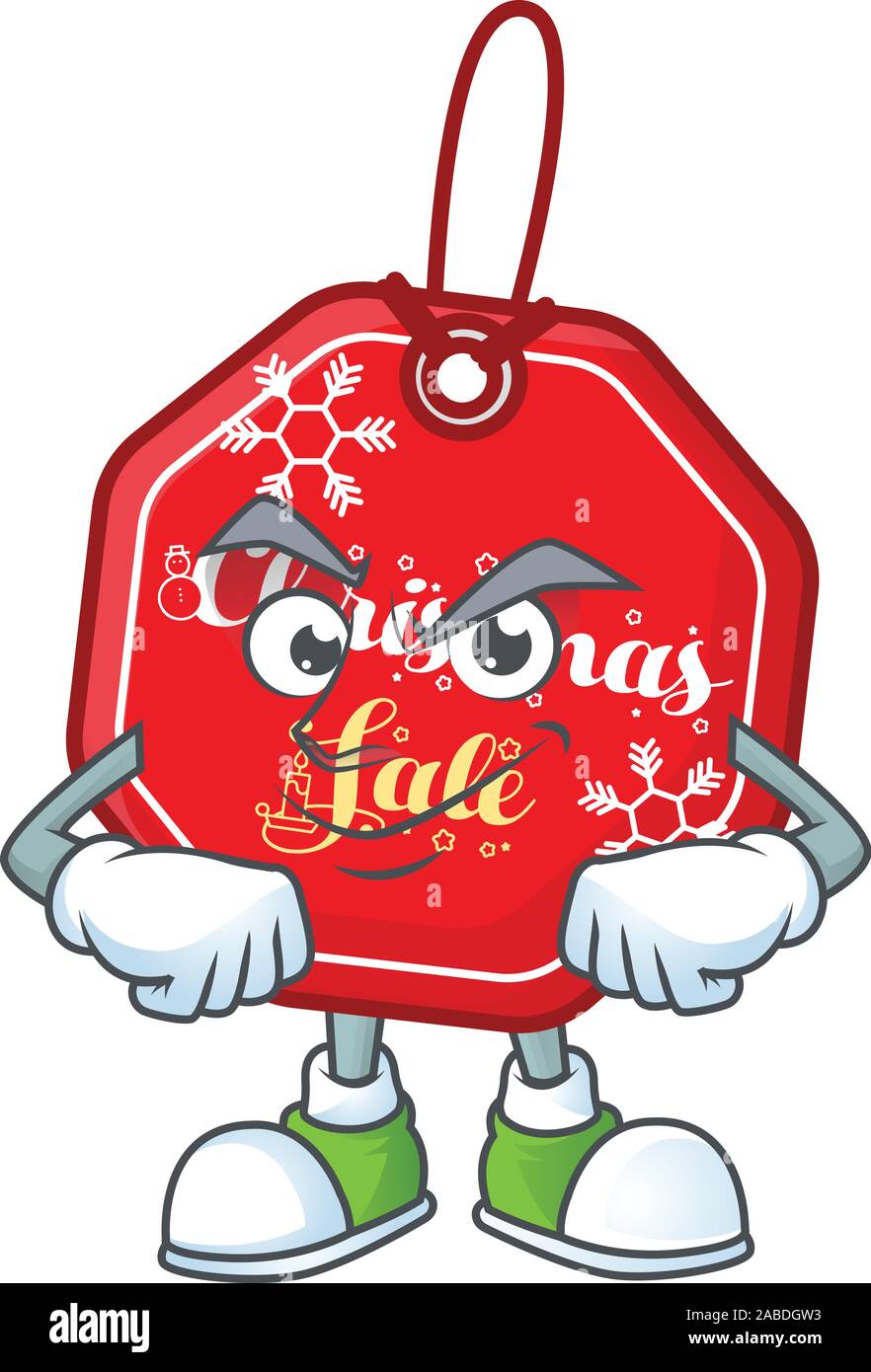 Vente de Noël tag mascot cartoon style avec visage souriant Illustration de Vecteur