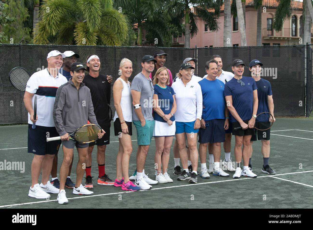 Les célébrités et les Pros participant à la Chris Evert Pour et Celebrity Tennis Classic le 22 novembre 2019 à la Boca Raton Resort and Spa, à Boca Raton en Floride Banque D'Images
