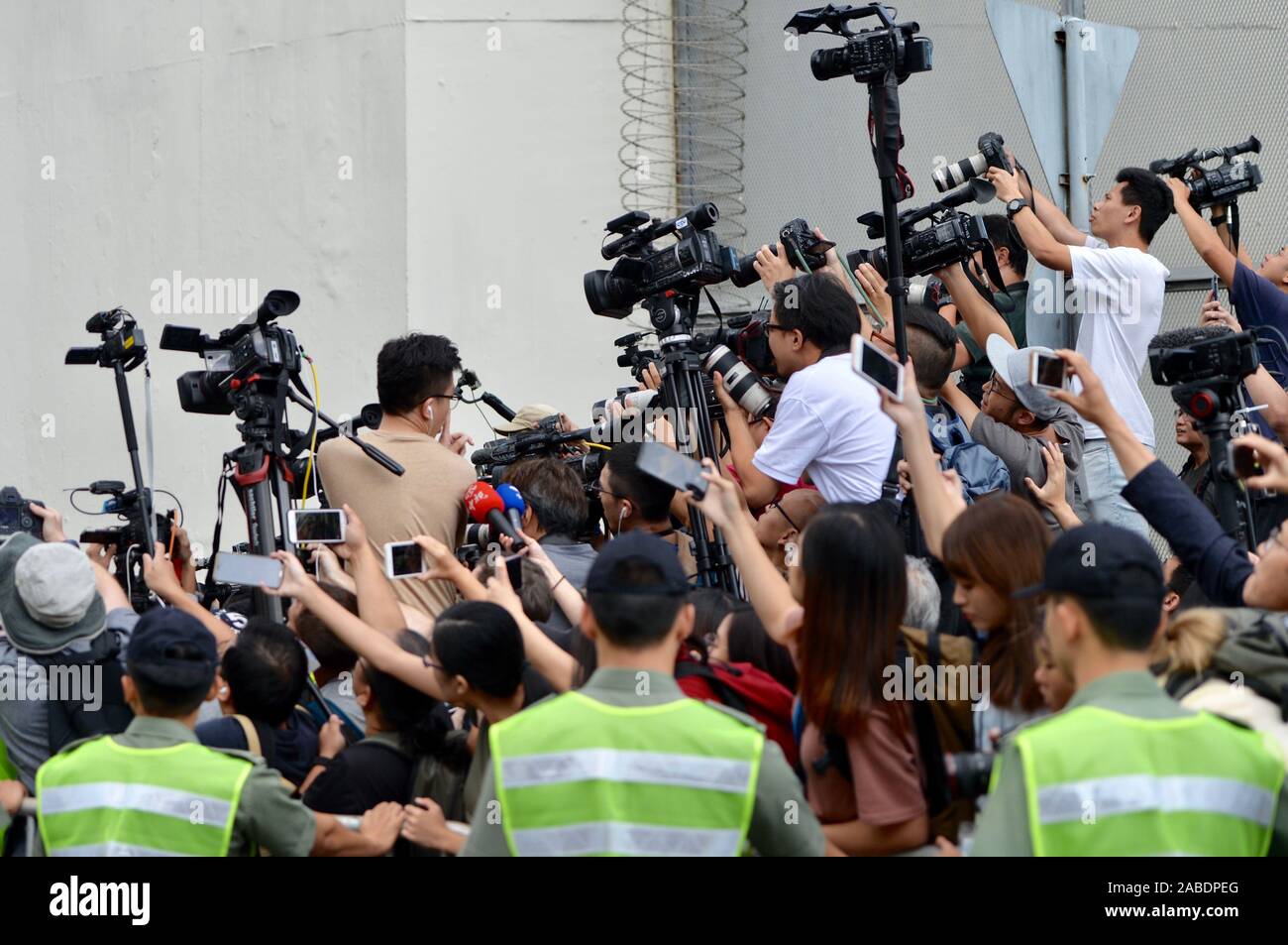 Les médias à se préparer à la sortie de Chan Tong-kai, dont l'affaire a donné lieu à l'intention de changer les règles d'extradition, dans le sud de la Chine, de l'administration spéciale de Hong Kong Banque D'Images