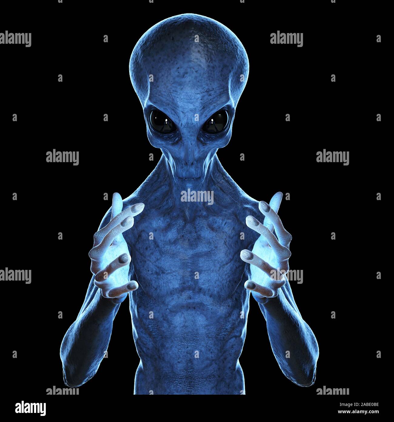 Rendu 3D précis médicalement illustration d'un alien gris Banque D'Images