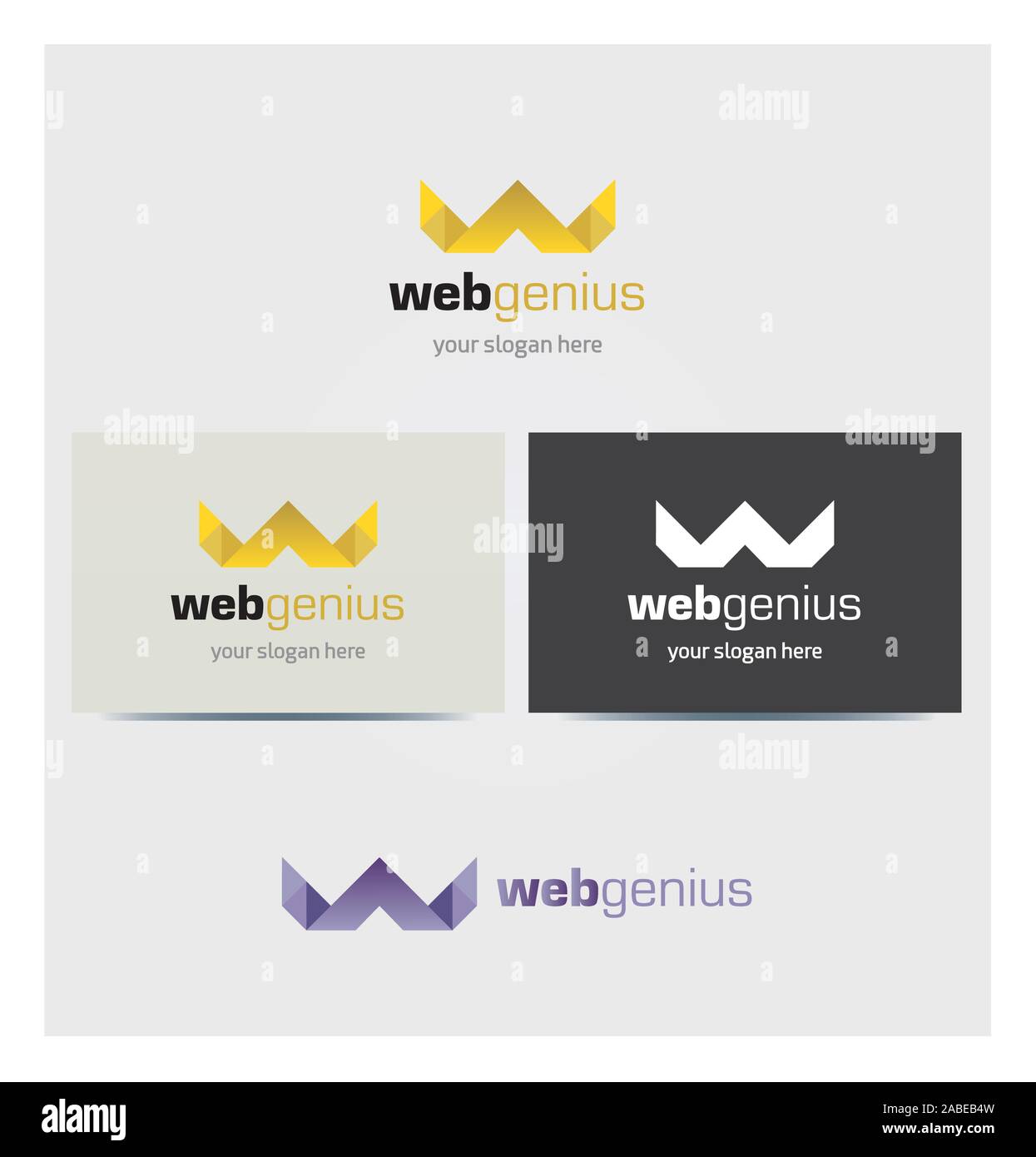 Lettre W icône, logo en couronne pour les grandes entreprises, la maquette de la carte en plusieurs couleurs Illustration de Vecteur