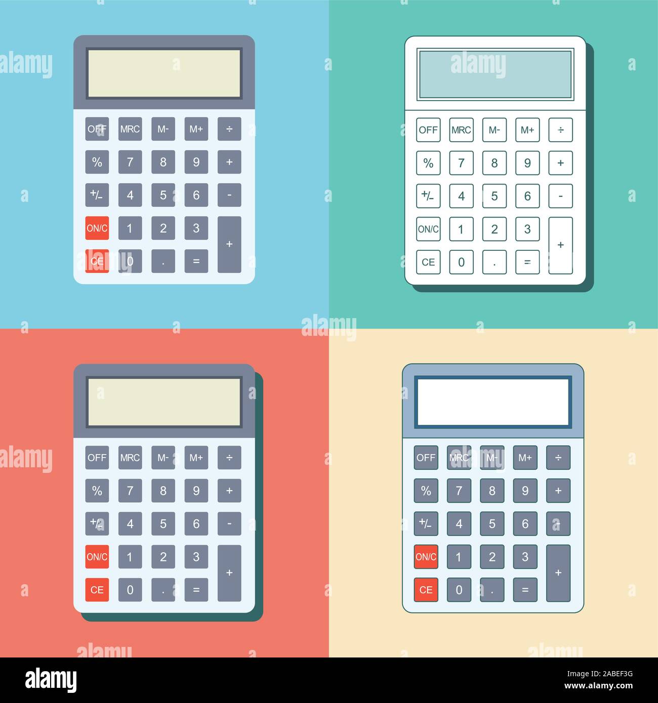 Dans l'icône Calculatrice Shcool style plat isolé sur un fond de couleur. Illustration de Vecteur