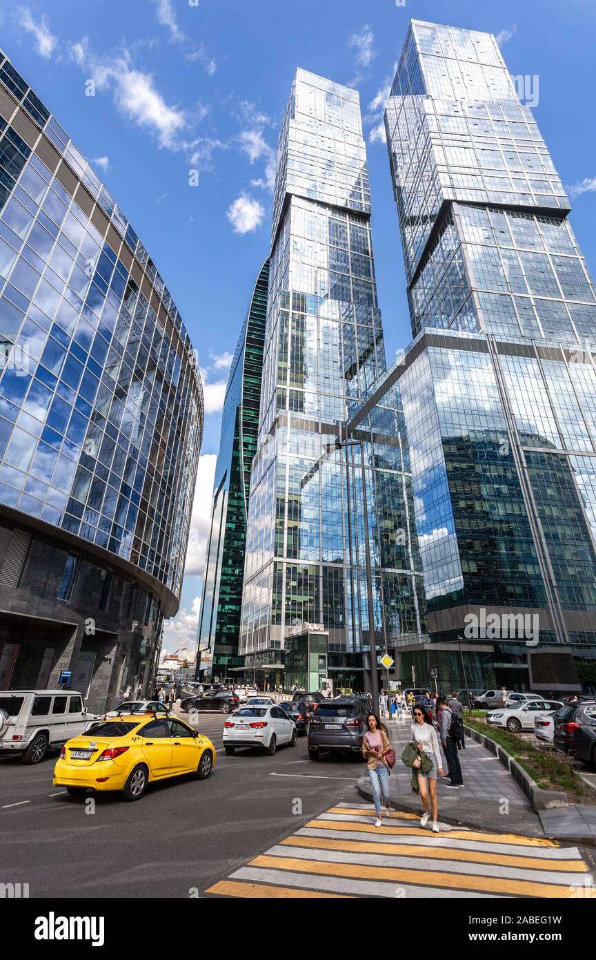 Moscou, Russie - le 9 juillet 2019 : Gratte-ciel du complexe de la ville de Moscou. Centre d'affaires international de Moscou. Les bâtiments modernes à Moscou Banque D'Images