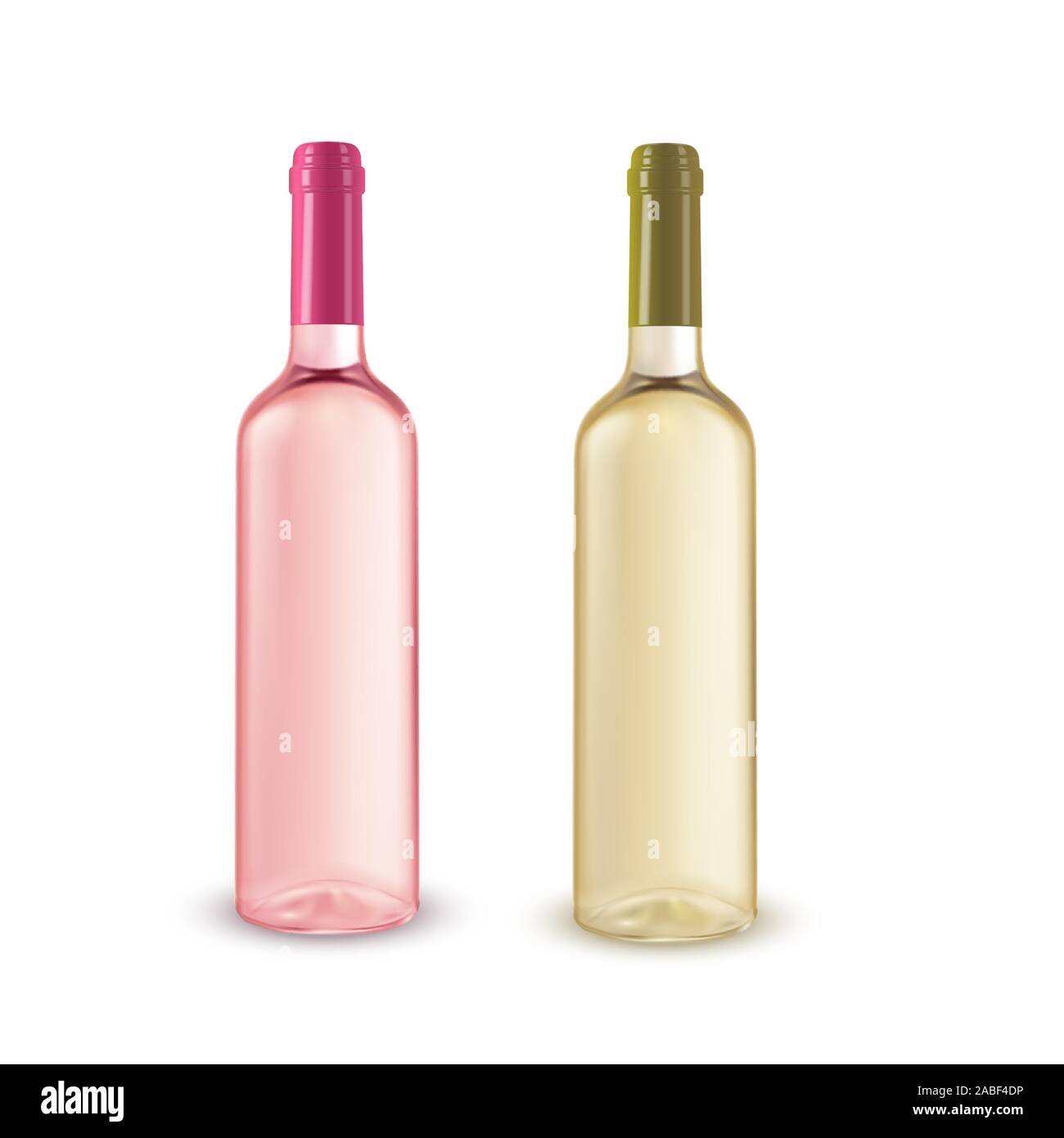 Illustration réaliste de 2 bouteilles de vin sans étiquette. Illustration de Vecteur