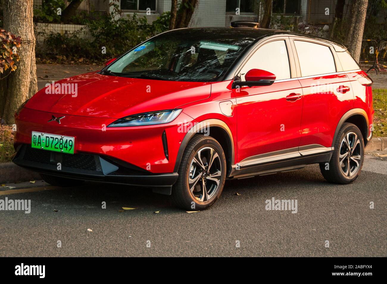 Photo extérieur d'un Xpeng G3, d'un démarrage EV Chinois, conduite par à Guangzhou. Banque D'Images