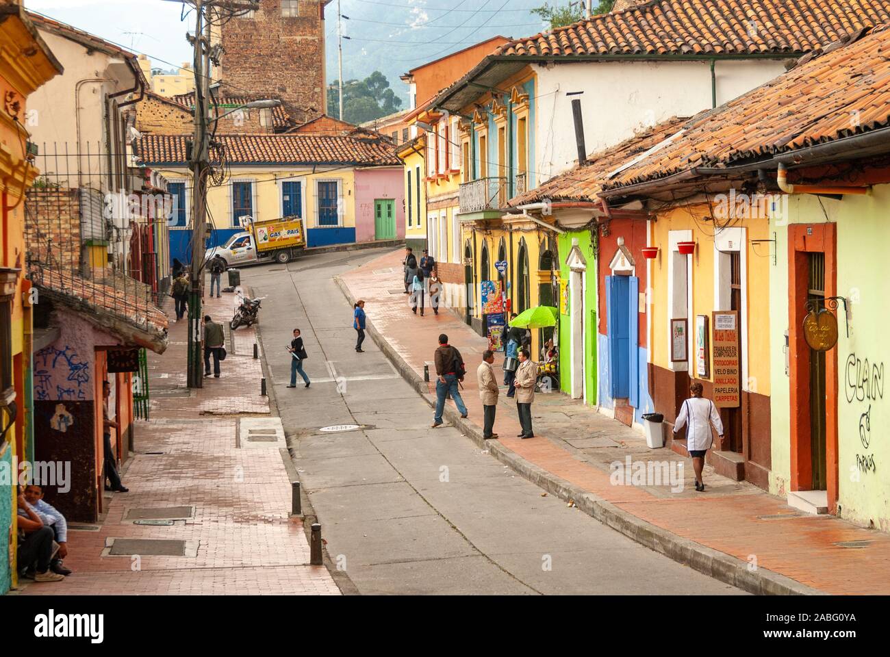 Dans la rue, La Candelaria Bogota, Colombie Banque D'Images