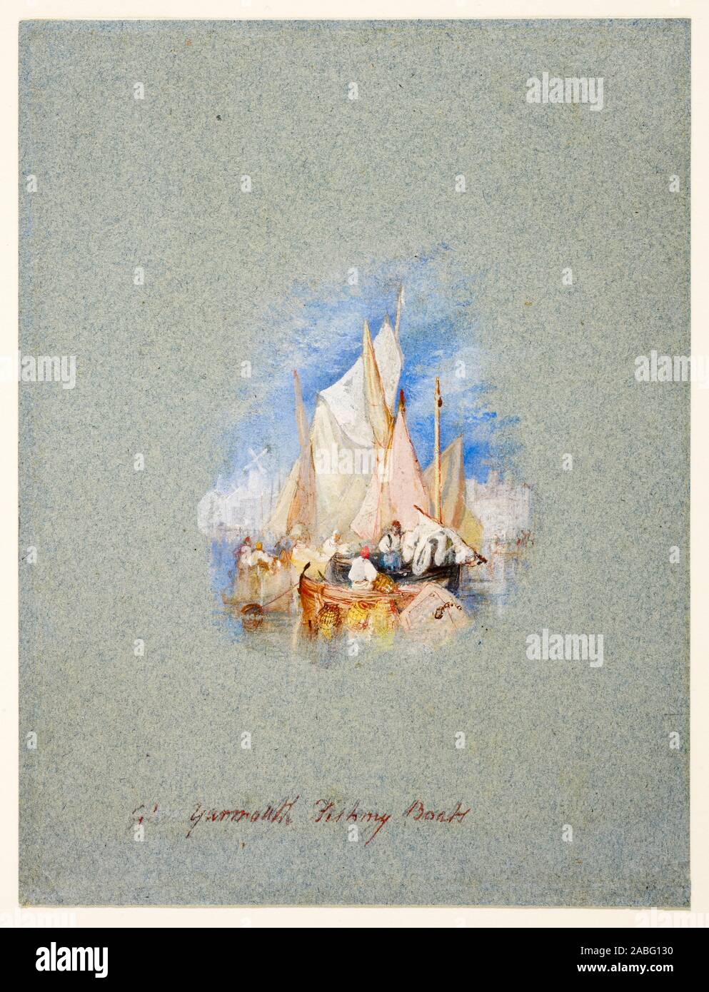 JMW Turner, Great Yarmouth des bateaux de pêche, la peinture de paysage, vers 1827 Banque D'Images