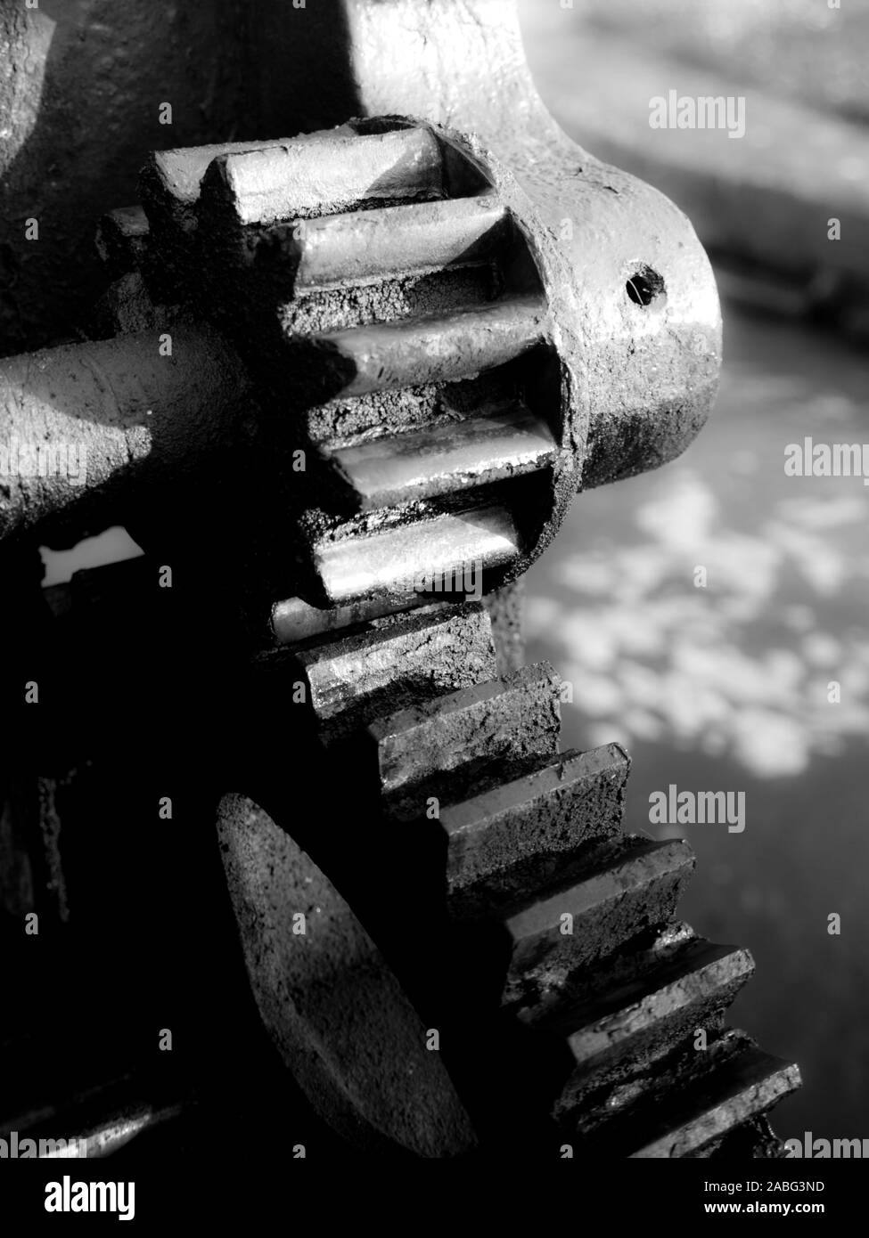 Gros plan d'une palette de blocage et d'engrenages cmv Banque D'Images