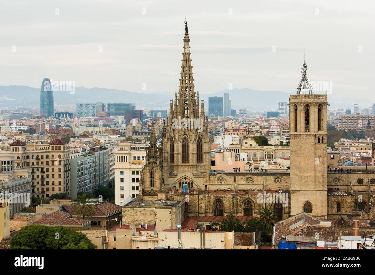Barcelone, Catalogne. Espagne -18 octobre 2018- vue de Barcelone depuis l'église Santa Maria del Pi. Banque D'Images