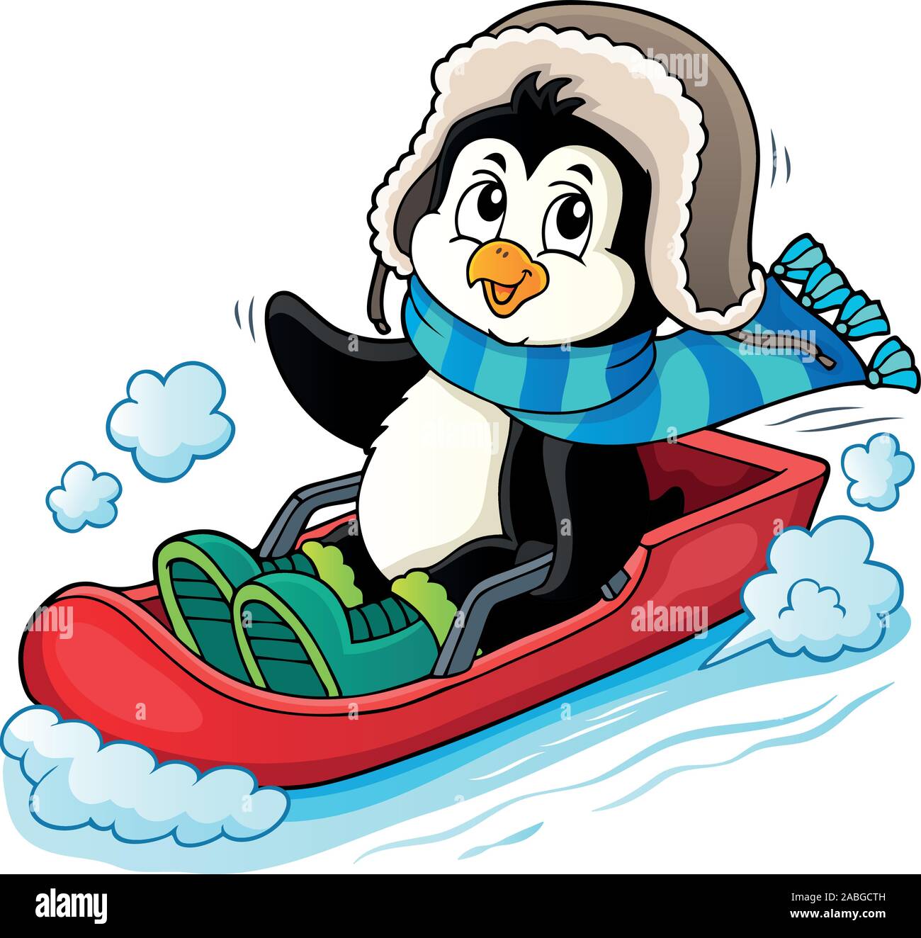 Penguin sur thème libre 1 bobsleigh - eps10 vector illustration. Illustration de Vecteur