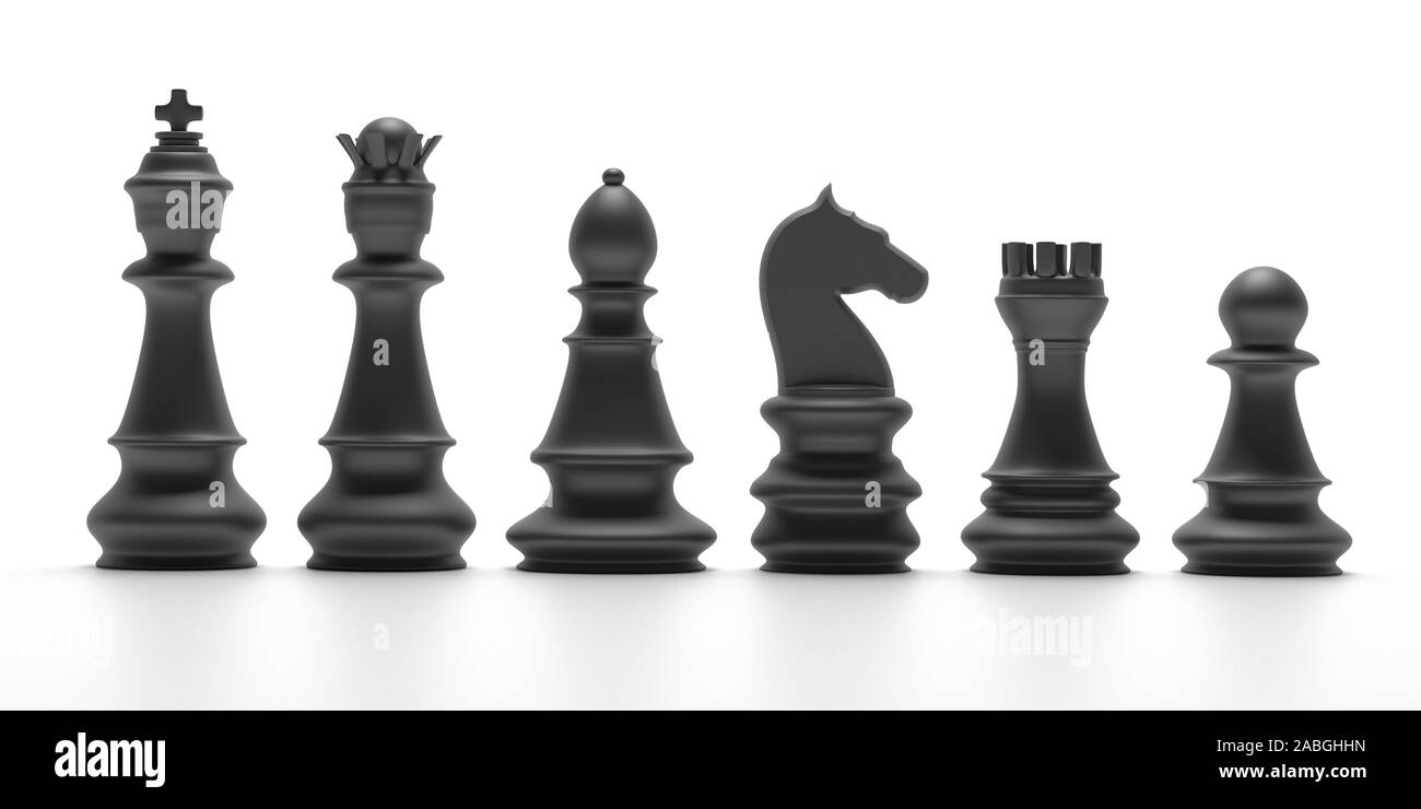 Couleur noir, jeu d'isolés contre fond blanc, morceaux de base. 3d illustration Banque D'Images