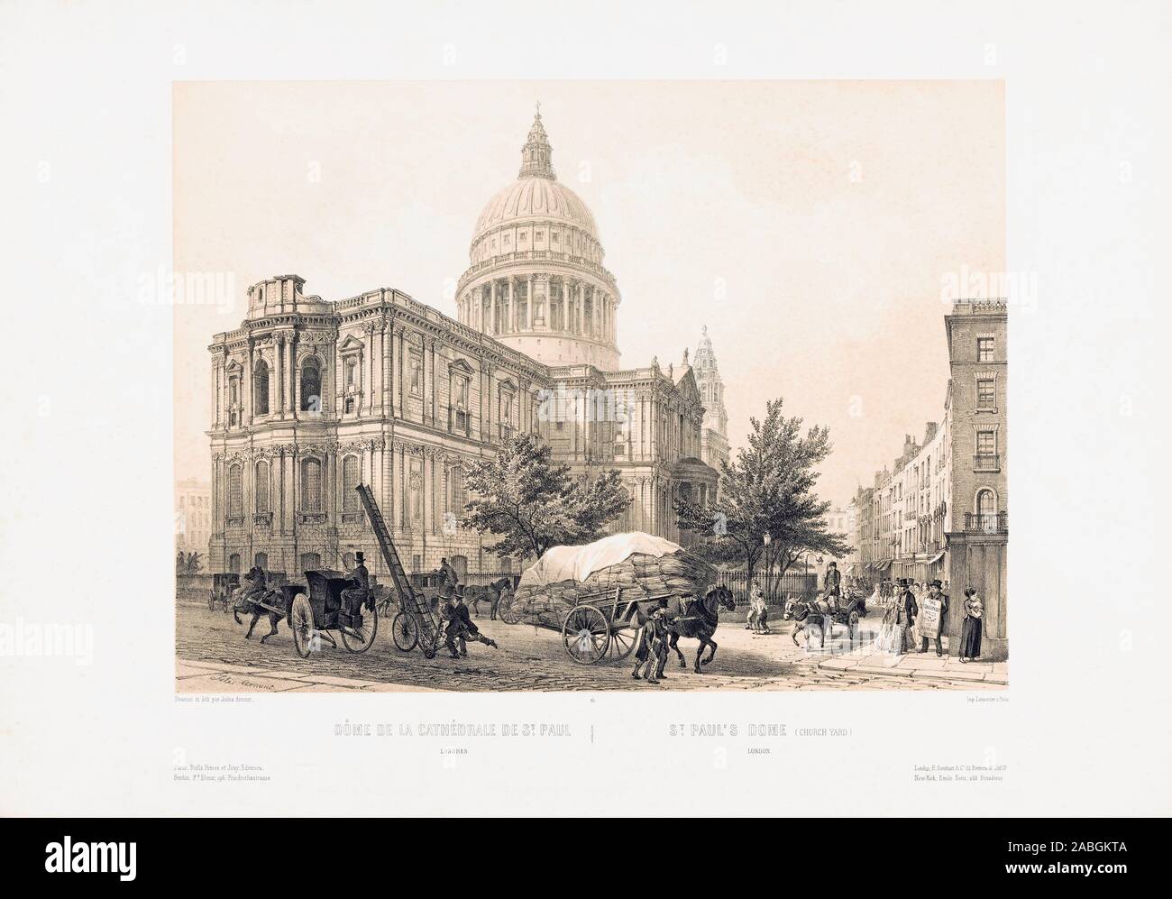 La Cathédrale St Paul, à Londres, en Angleterre. Après un travail datant de 1850, par Louis Jules Arnout. Banque D'Images