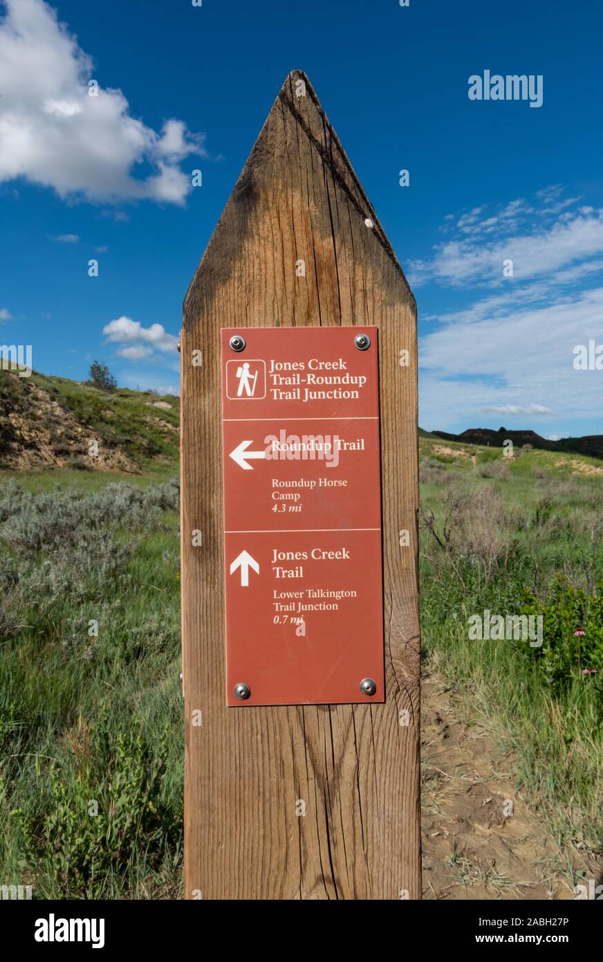 Jones Creek Trail Sign in North Dakota Plains Banque D'Images