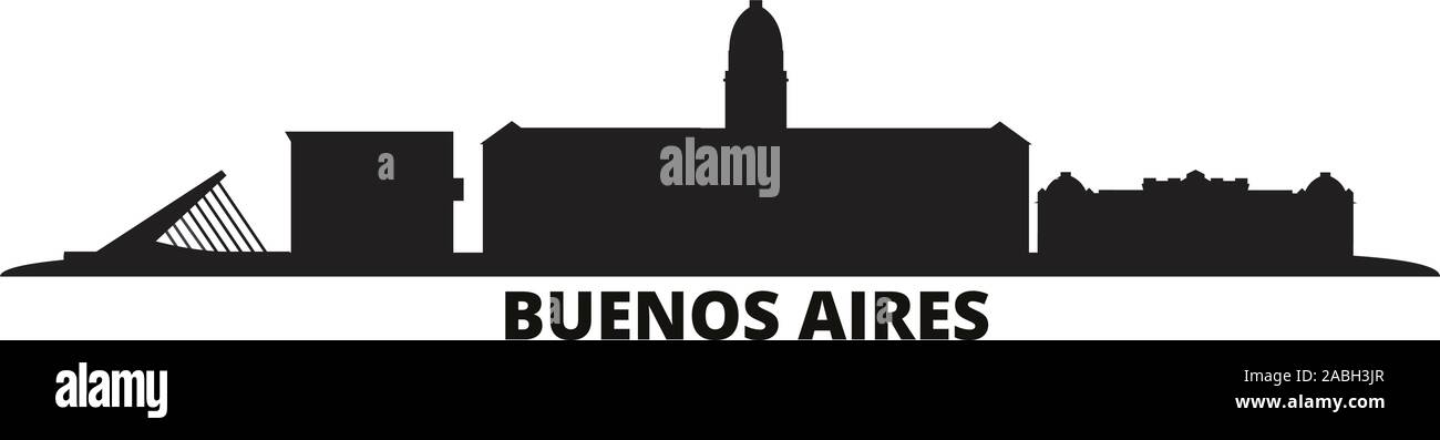 L'ARGENTINE, Buenos Aires city skyline vector illustration isolé. L'ARGENTINE, Buenos Aires travel cityscape de repères Illustration de Vecteur