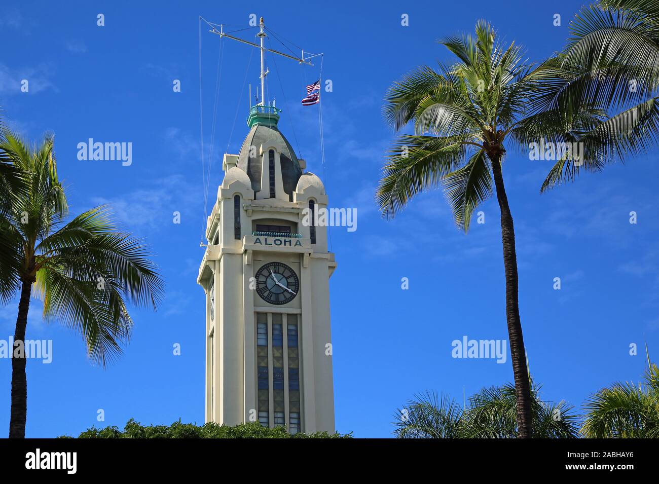 Aloha Tower, Honolulu, Hawaii Banque D'Images