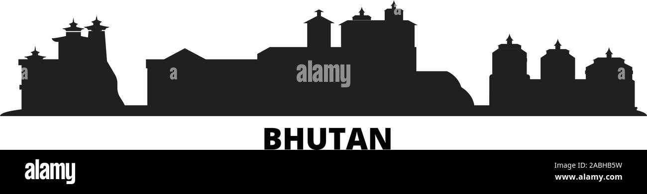 Bhoutan ville vector illustration isolé. Voyage Bhoutan cityscape de repères Illustration de Vecteur