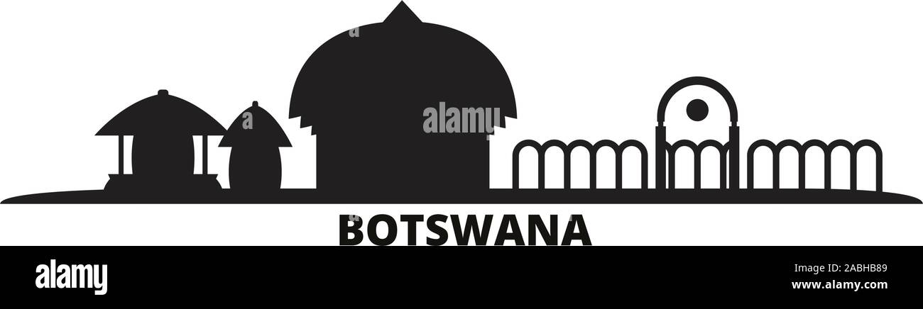 Botswana ville vector illustration isolé. Voyages Botswana cityscape de repères Illustration de Vecteur