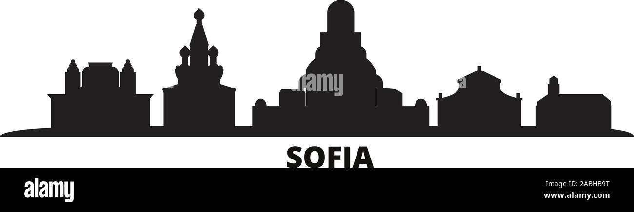 Bulgarie, Sofia city skyline vector illustration isolé. Bulgarie, Sofia billet cityscape de repères Illustration de Vecteur