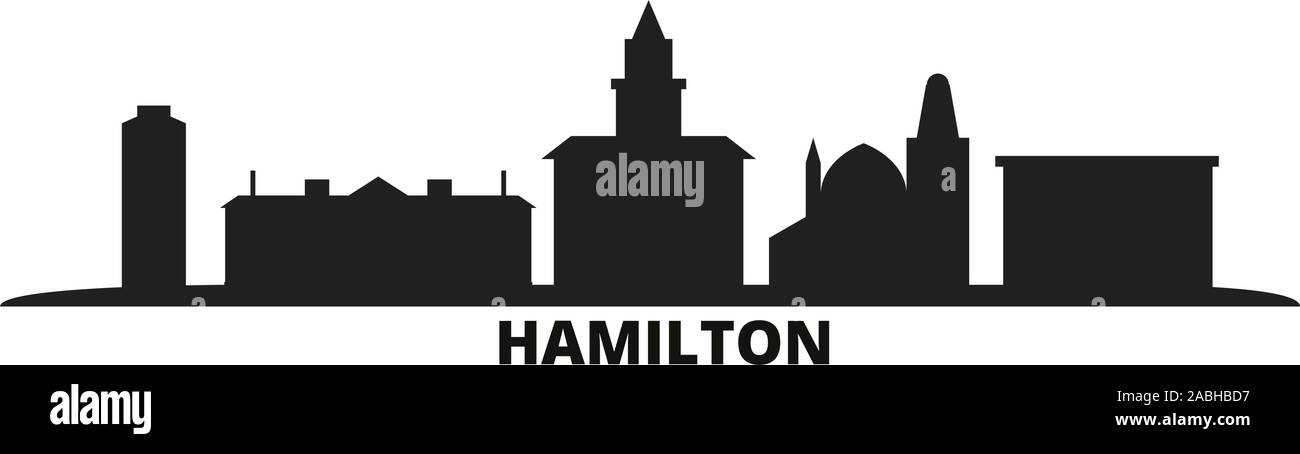 Canada, Hamilton city skyline vector illustration isolé. Hamilton, Canada travel cityscape de repères Illustration de Vecteur