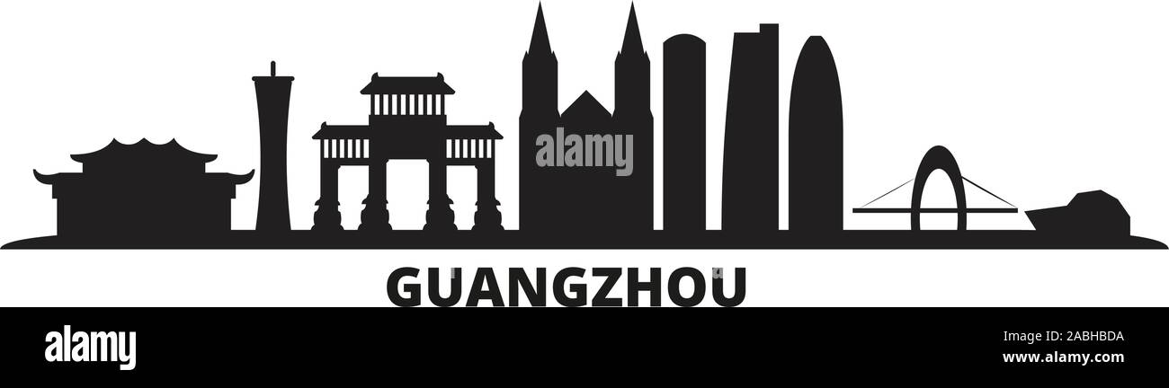 La Chine, Guangzhou City skyline illustration vectorielles. La Chine, Guangzhou billet cityscape de repères Illustration de Vecteur