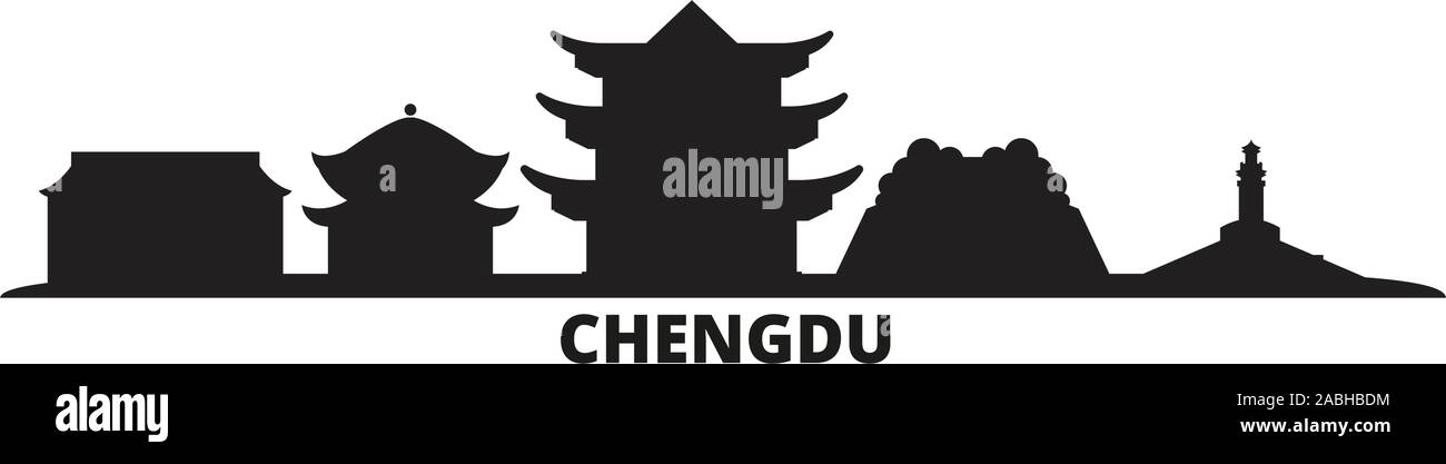 La Chine, Chengdu City skyline illustration vectorielles. La Chine, Chengdu billet cityscape de repères Illustration de Vecteur