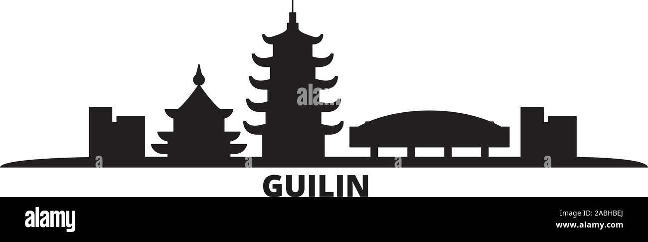 La ville de Guilin, Chine skyline vector illustration isolé. Chine, Guilin travel cityscape de repères Illustration de Vecteur