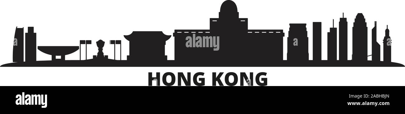 La Chine, Hong Kong City city skyline vector illustration isolé. La Chine, Hong Kong City travel cityscape de repères Illustration de Vecteur