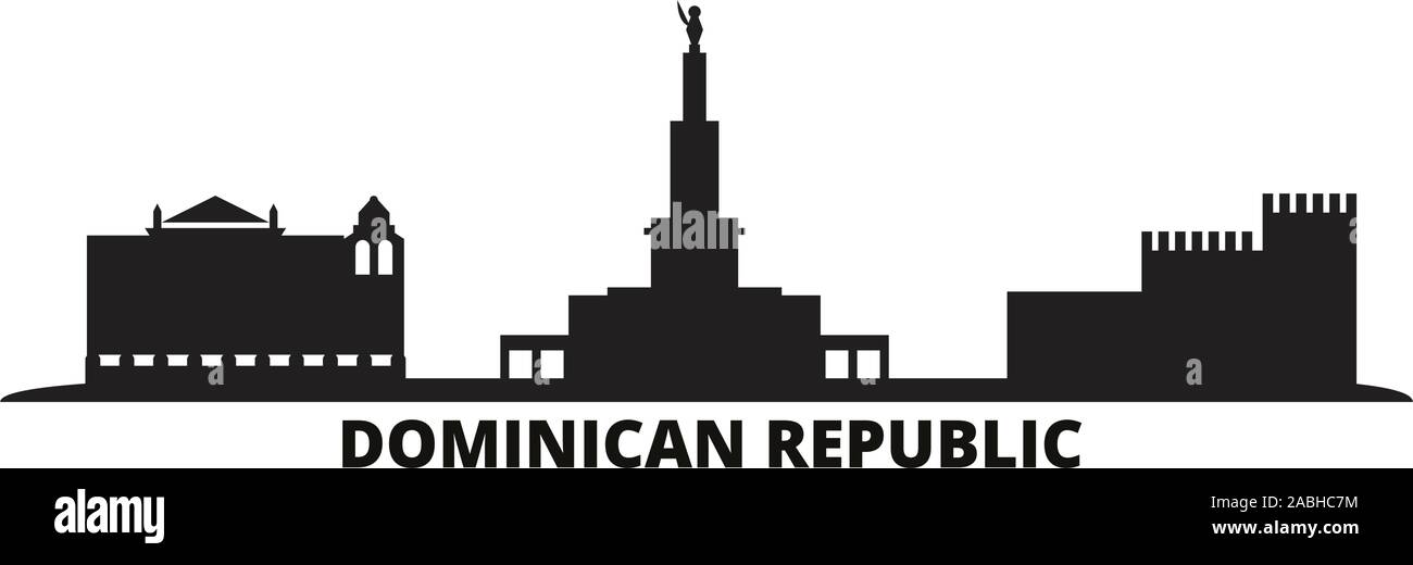 République dominicaine Ville skyline vector illustration isolé. Voyage République dominicaine paysage urbain de repères Illustration de Vecteur