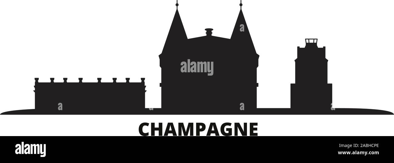 France, Champagne ville illustration vectorielles. France, Champagne travel cityscape de repères Illustration de Vecteur