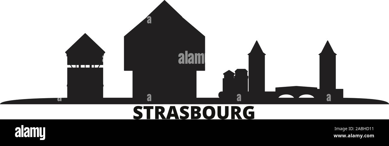 France, Strasbourg, ville ville skyline vector illustration isolé. France, Strasbourg ville paysage urbain voyage de repères Illustration de Vecteur
