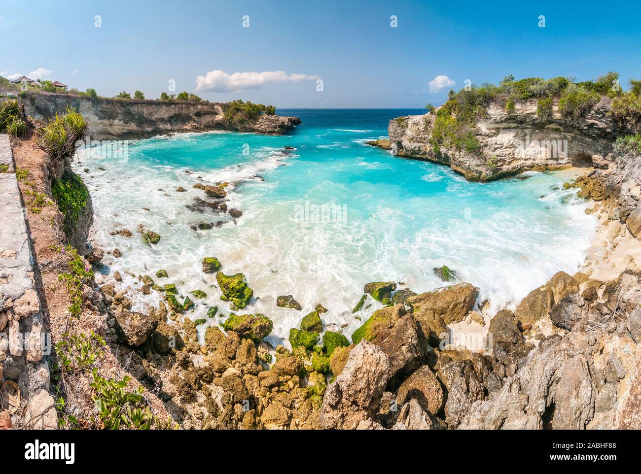 Vue panoramique, Blue Lagoon, Nusa Ceningan, Bali, Indonésie Banque D'Images